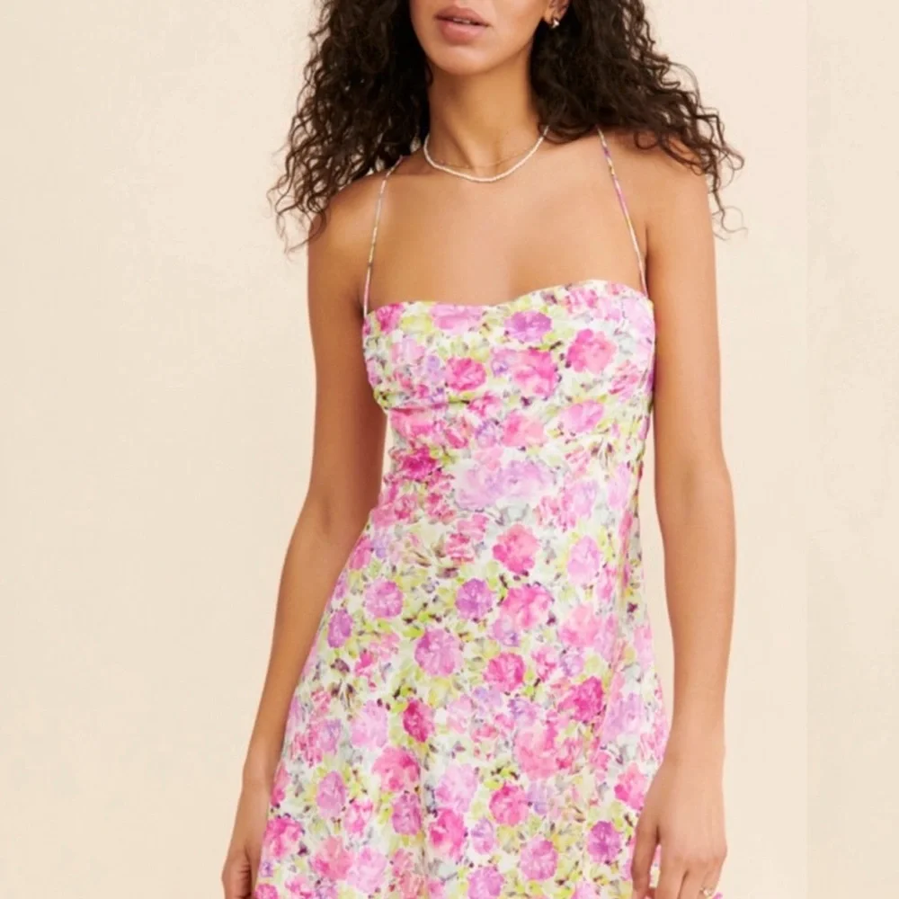 NWT For Love And Lemons Paulina Spaghetti Straps Pink Mini Dress Size M - Picture 9 of 11